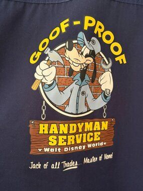Disney Goof-Proof Handyman Service Goofy Size XL Button Down